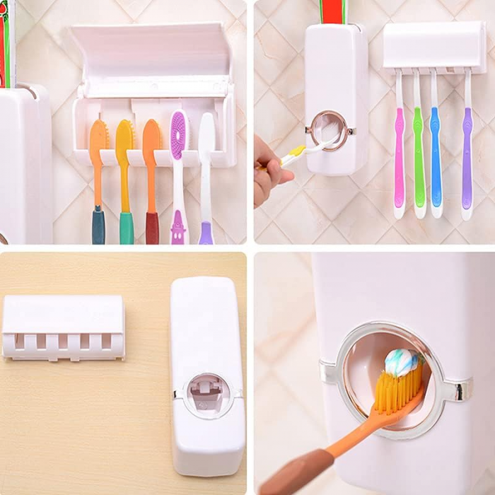 Dispenser de Pasta Dental mas Porta Cepillos